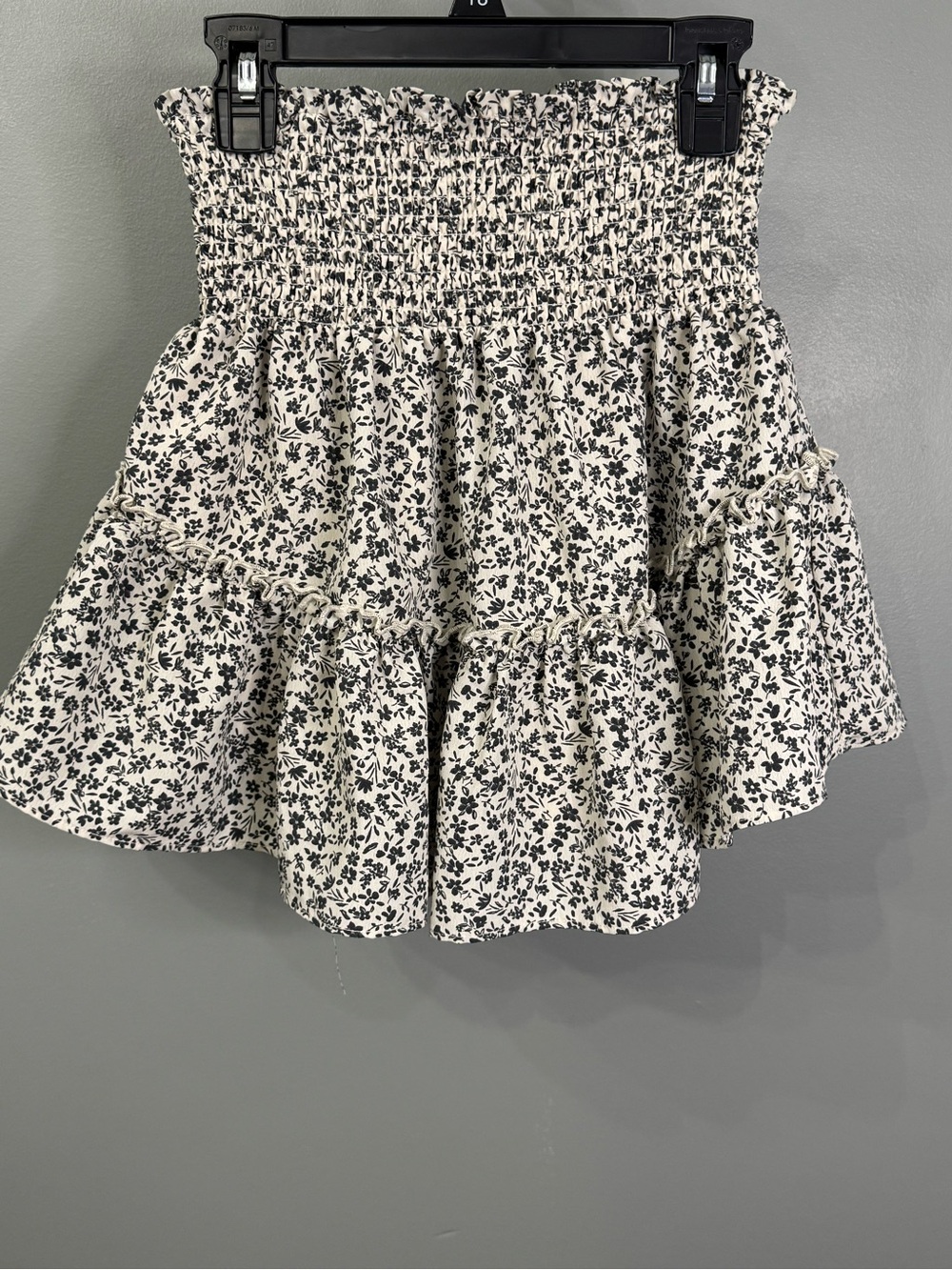 Altar’d State Black Floral Smocked Skirt on White